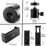2 in 1 Mobile Tripod Holder Clip with Locking Ball Head Adapter Set 3/8 Screw Hole