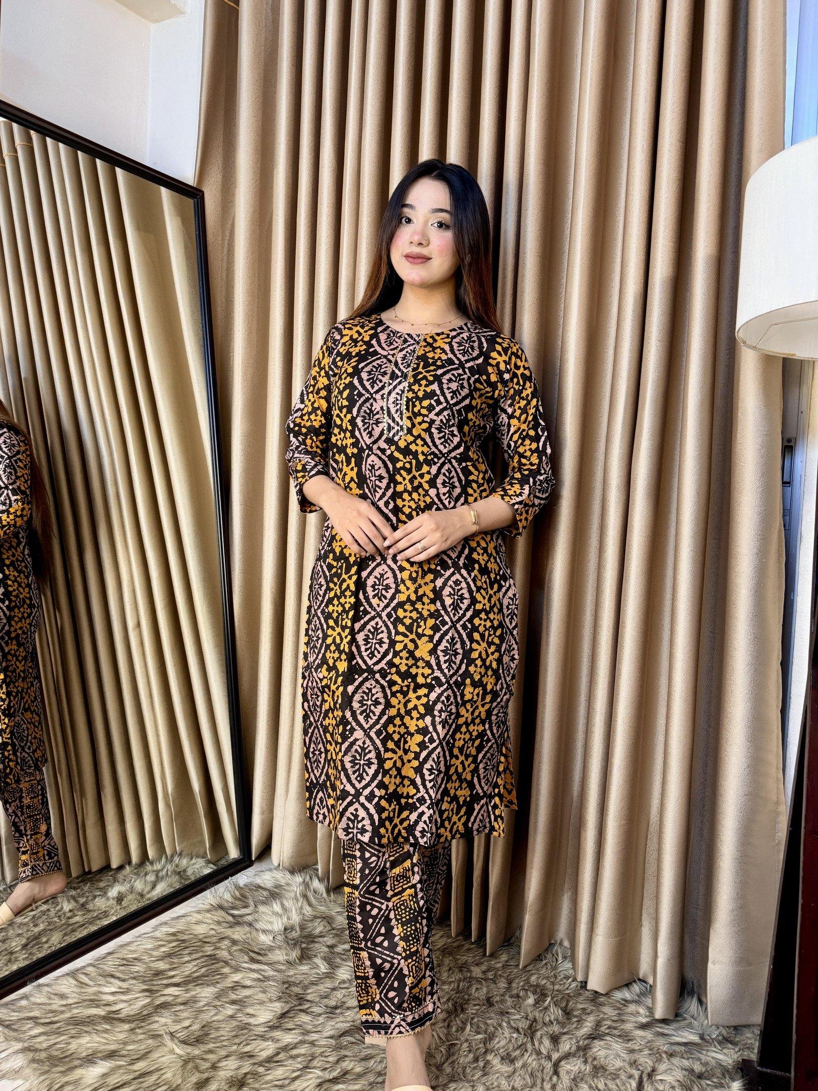 Batik Kurti Co-ord Set